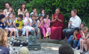 Monk visits school